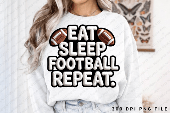 Eat Sleep Football Repeat Sublimation Graphics for T-Shirt Designs