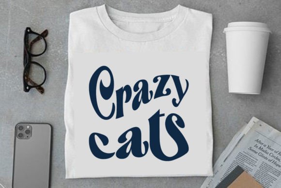 Retro Cat Design Crazy Cats for T-Shirt Graphics